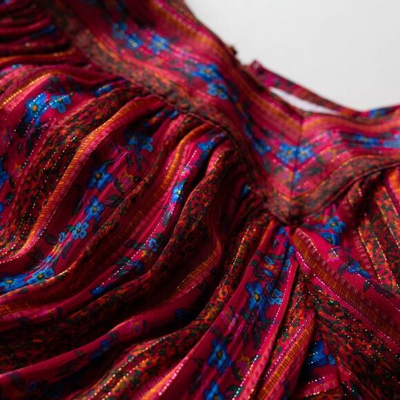 Sweet Baby Jamie Red Floral Boho Dress - Size M - Picture 4 of 6